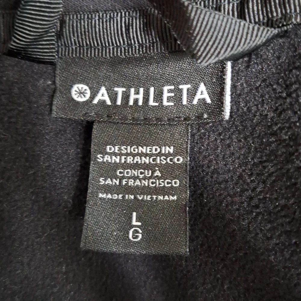 Athleta Black Long Sleeve Pockets Gorpcore Goth Athleisure Full Zip Hoodie Sz L - Picture 3 of 6